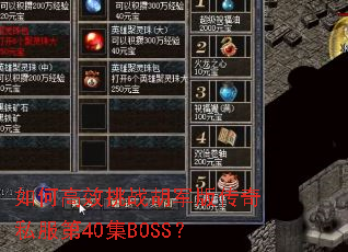 ��θ�Ч��ս�����洫��˽����40��BOSS��